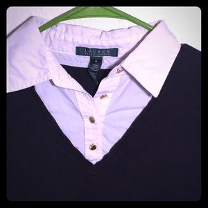 Gray sweater with a white collar